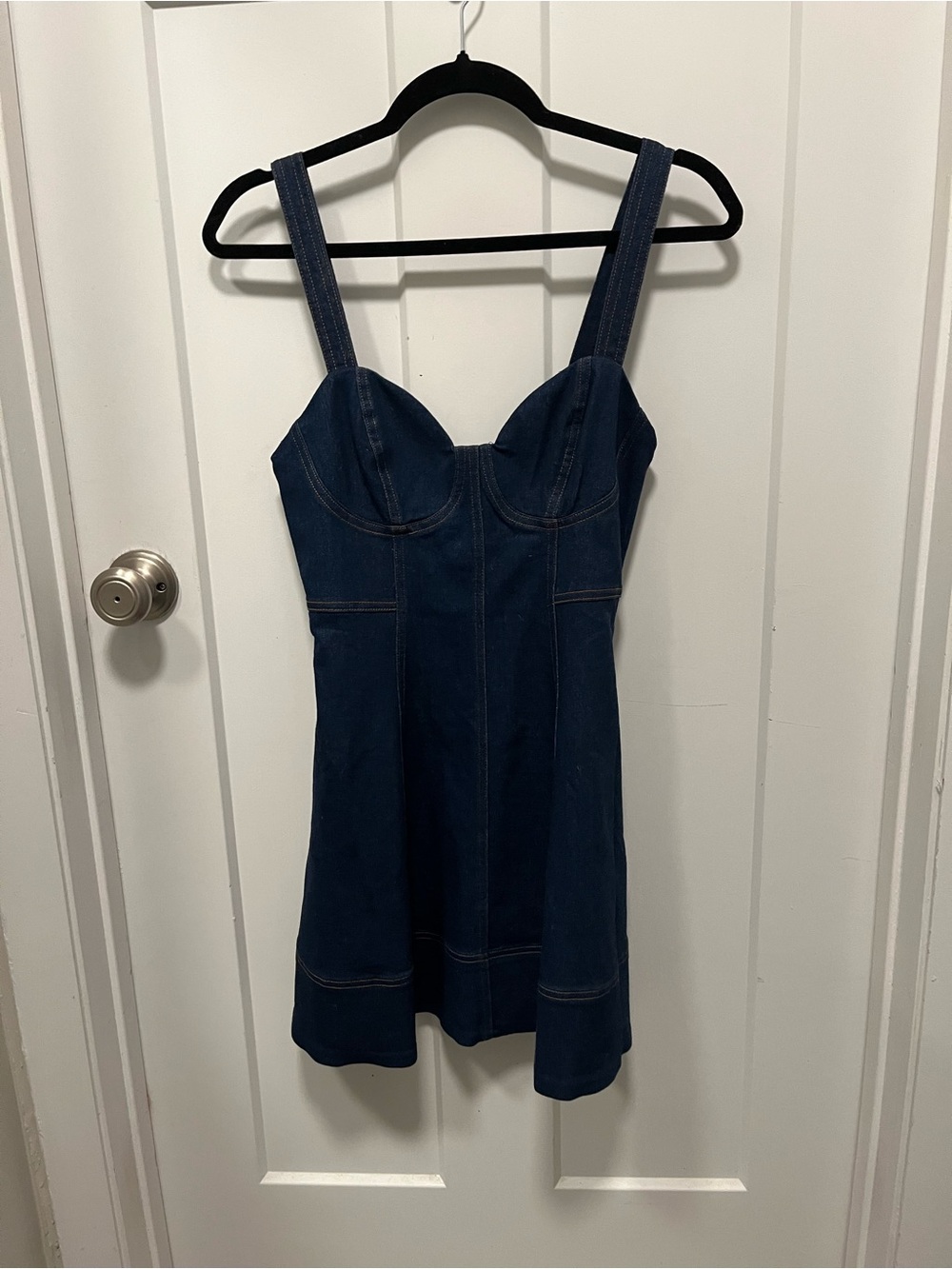 Lulu's Dark Blue Denim Bustier Mini Dress